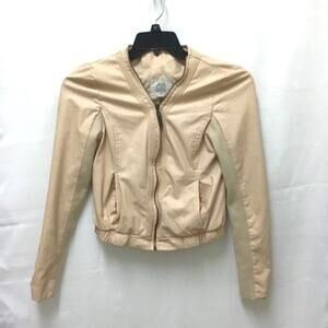 Esley Vegan Faux Leather Pink Bomber Moto Jacket